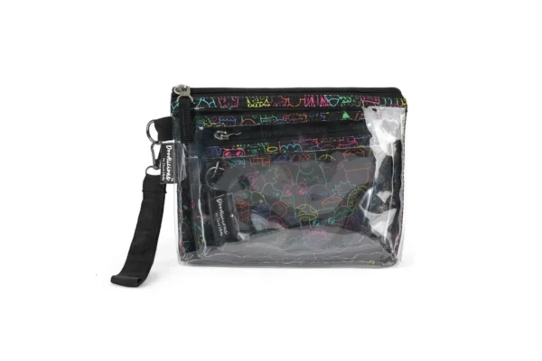 Black Multicolor Designer Pouch Set