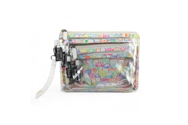 White Multicolor Designer Pouch Set