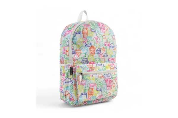 White Multicolor Designer Backpack