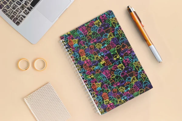 Black Multicolor Designer Notebook