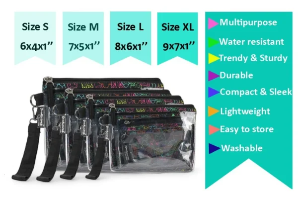 Black Multicolor Designer Pouch Set