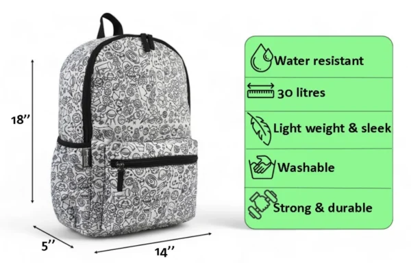 Space Black & White Designer Backpack