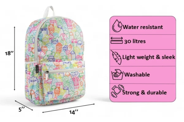 White Multicolor Designer Backpack