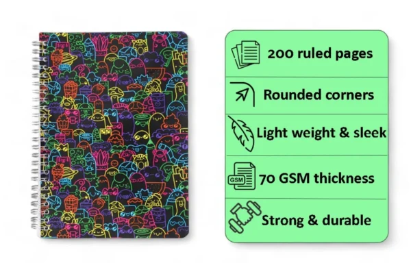 Black Multicolor Designer Notebook