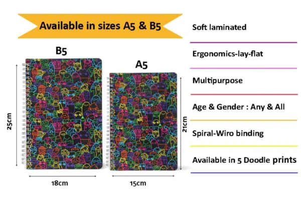 Black Multicolor Designer Notebook