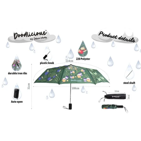 Heart Mandala Designer 3 Fold Umbrella