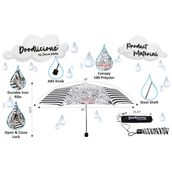 Space Black & White Designer Manual Umbrella