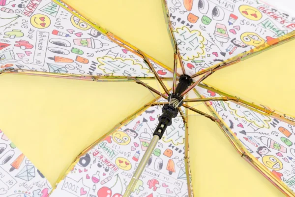Yellow Doodle Designer 3 Fold Umbrella