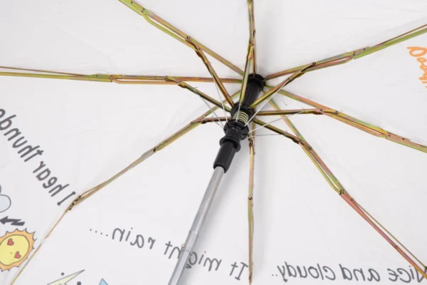 White Sun, Rain, Cloud & Thunder Designer 3 Fold Umbrella