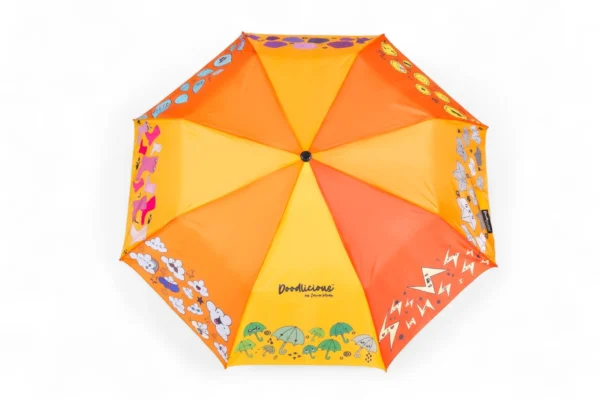 Orange Designer 3 Fold Umbrella