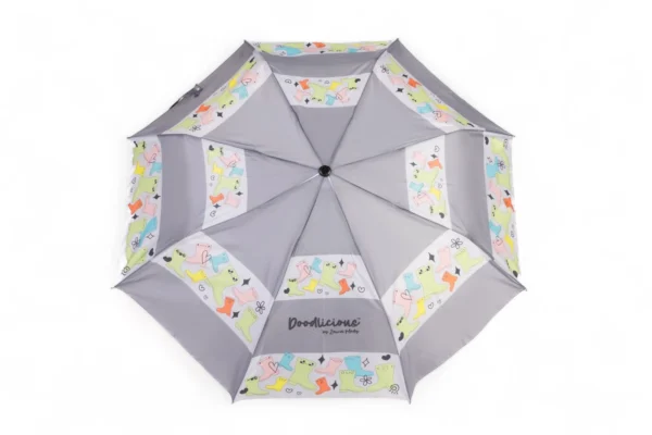 Gumboot Grey Designer 3 Fold Umbrella