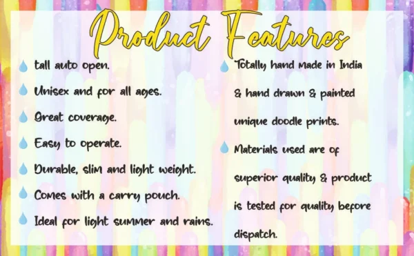 White Sun, Cloud, Rain & Thunder Designer Tall Umbrella