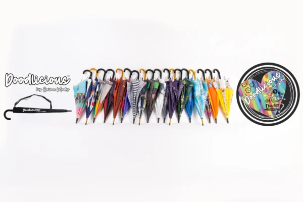 White Sun, Cloud, Rain & Thunder Designer Tall Umbrella